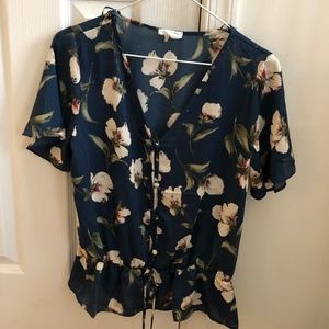 Navy blue floral blouse. Size small.